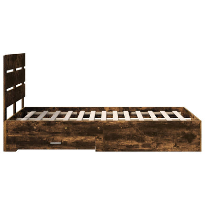 Bed Frame with Drawer Smoked Oak 120 x 190 cm Engineered Wood