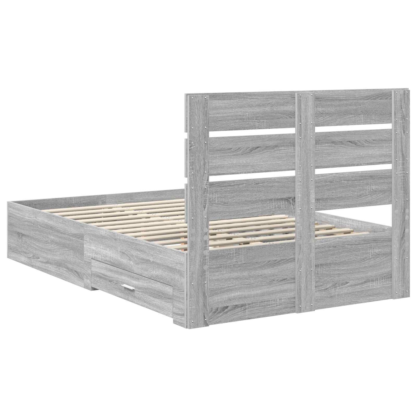 Bed Frame with Drawer Grey Sonoma 120 x 190 cm Engineered Wood