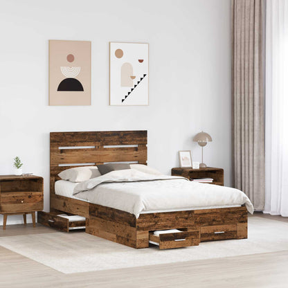 Bed Frame with Drawer Old Wood 120 x 190 cm Engineered Wood