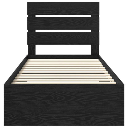Bed Frame with Drawer Black Oak 100 x 200 cm Engineered Wood