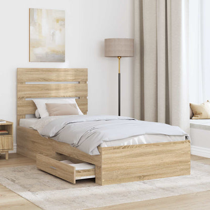 Bed Frame with Drawer Sonoma Oak 100 x 200 cm Engineered Wood