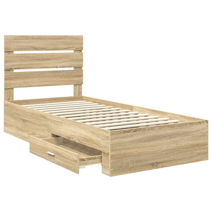 Bed Frame with Drawer Sonoma Oak 100 x 200 cm Engineered Wood