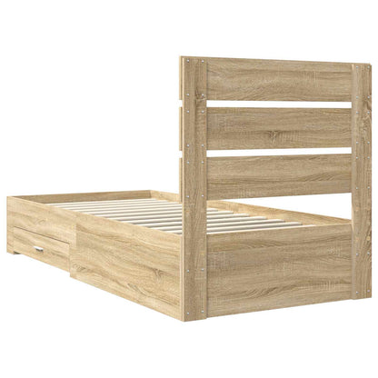 Bed Frame with Drawer Sonoma Oak 100 x 200 cm Engineered Wood
