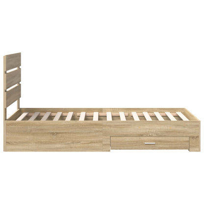 Bed Frame with Drawer Sonoma Oak 100 x 200 cm Engineered Wood