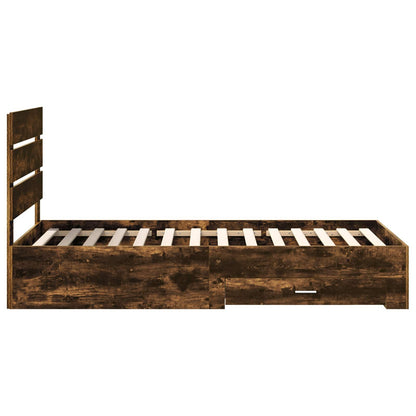 Bed Frame with Drawer Smoked Oak 100 x 200 cm Engineered Wood