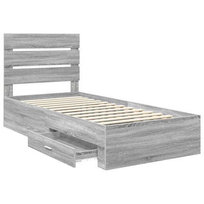 Bed Frame with Drawer Grey Sonoma 100 x 200 cm Engineered Wood