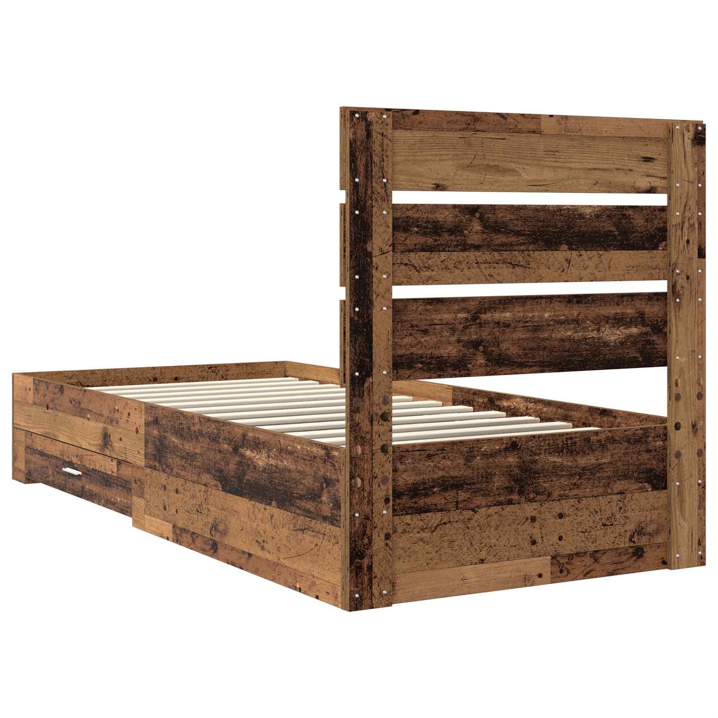 Bed Frame with Drawer Old Wood 100 x 200 cm Engineered Wood
