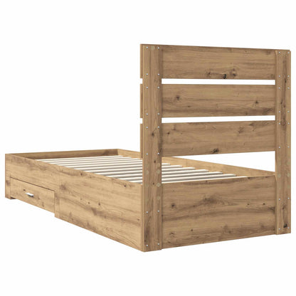 Bed Frame with Drawer Artisan Oak 100 x 200 cm Engineered Wood