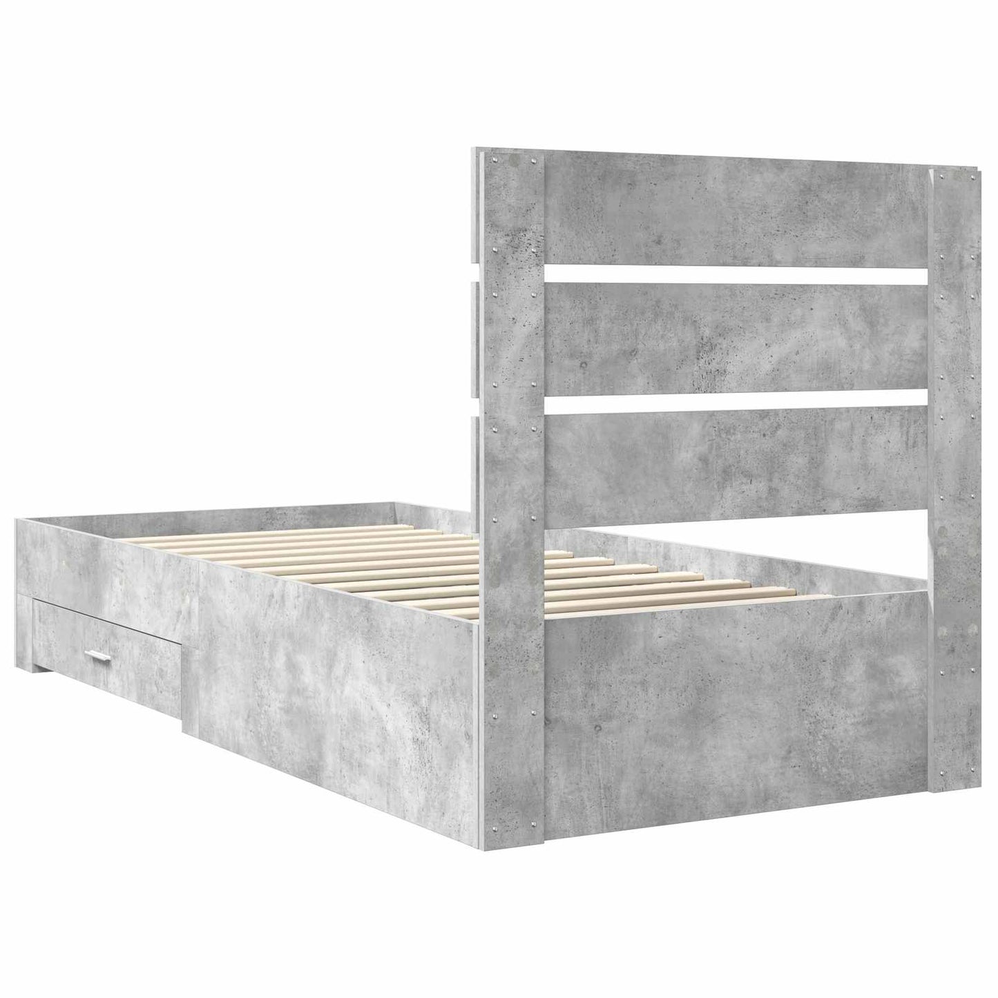 Bed Frame with Drawer Concrete Grey 90 x 200 cm Engineered Wood