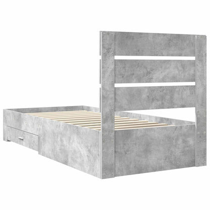Bed Frame with Drawer Concrete Grey 90 x 200 cm Engineered Wood