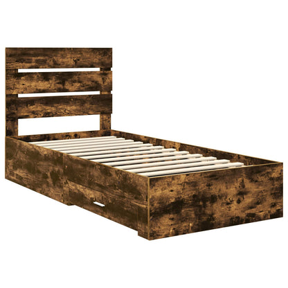 Bed Frame Smoked Oak Engineered Wood