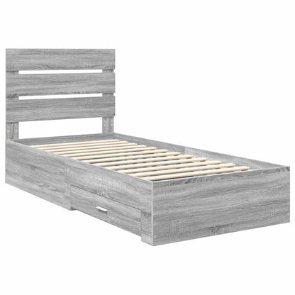 Bed Frame with Drawer Grey Sonoma 90 x 200 cm Engineered Wood