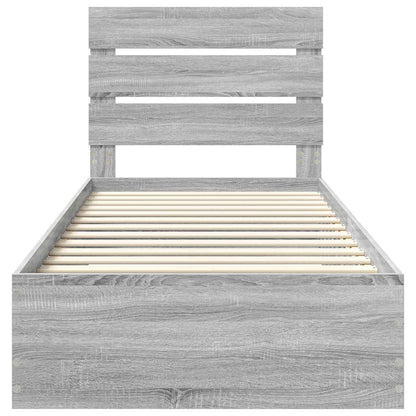 Bed Frame with Drawer Grey Sonoma 90 x 200 cm Engineered Wood