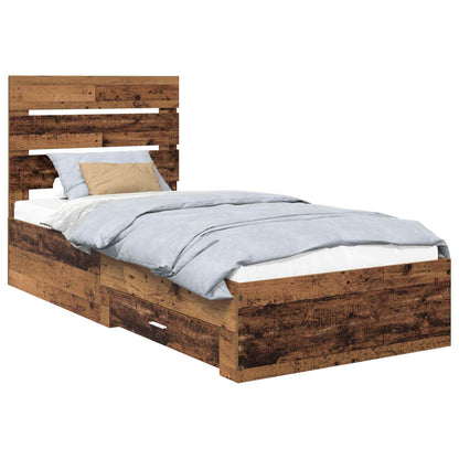 Bed Frame with Drawer Old Wood 90 x 200 cm Engineered Wood