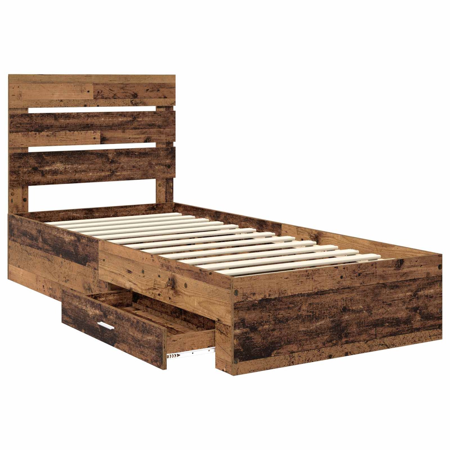 Bed Frame with Drawer Old Wood 90 x 200 cm Engineered Wood