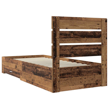 Bed Frame with Drawer Old Wood 90 x 200 cm Engineered Wood