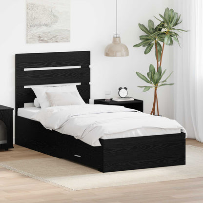 Bed Frame with Drawer Black Oak 90 x 190 cm Engineered Wood