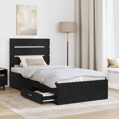Bed Frame with Drawer Black Oak 90 x 190 cm Engineered Wood