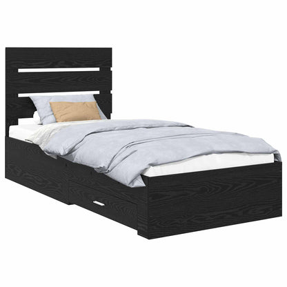 Bed Frame with Drawer Black Oak 90 x 190 cm Engineered Wood
