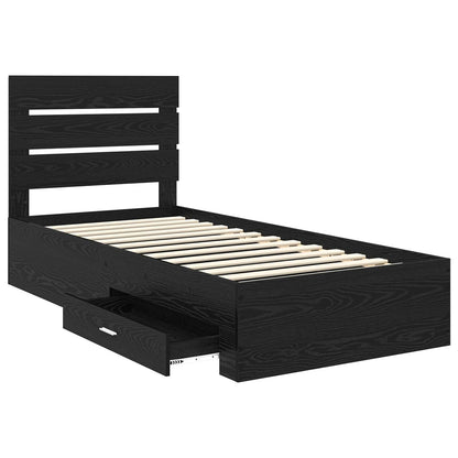 Bed Frame with Drawer Black Oak 90 x 190 cm Engineered Wood
