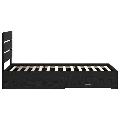 Bed Frame with Drawer Black Oak 90 x 190 cm Engineered Wood