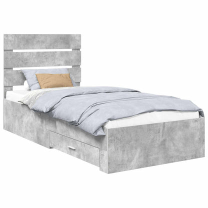 Bed Frame with Drawer Concrete Grey 90 x 190 cm Engineered Wood