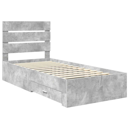 Bed Frame with Drawer Concrete Grey 90 x 190 cm Engineered Wood