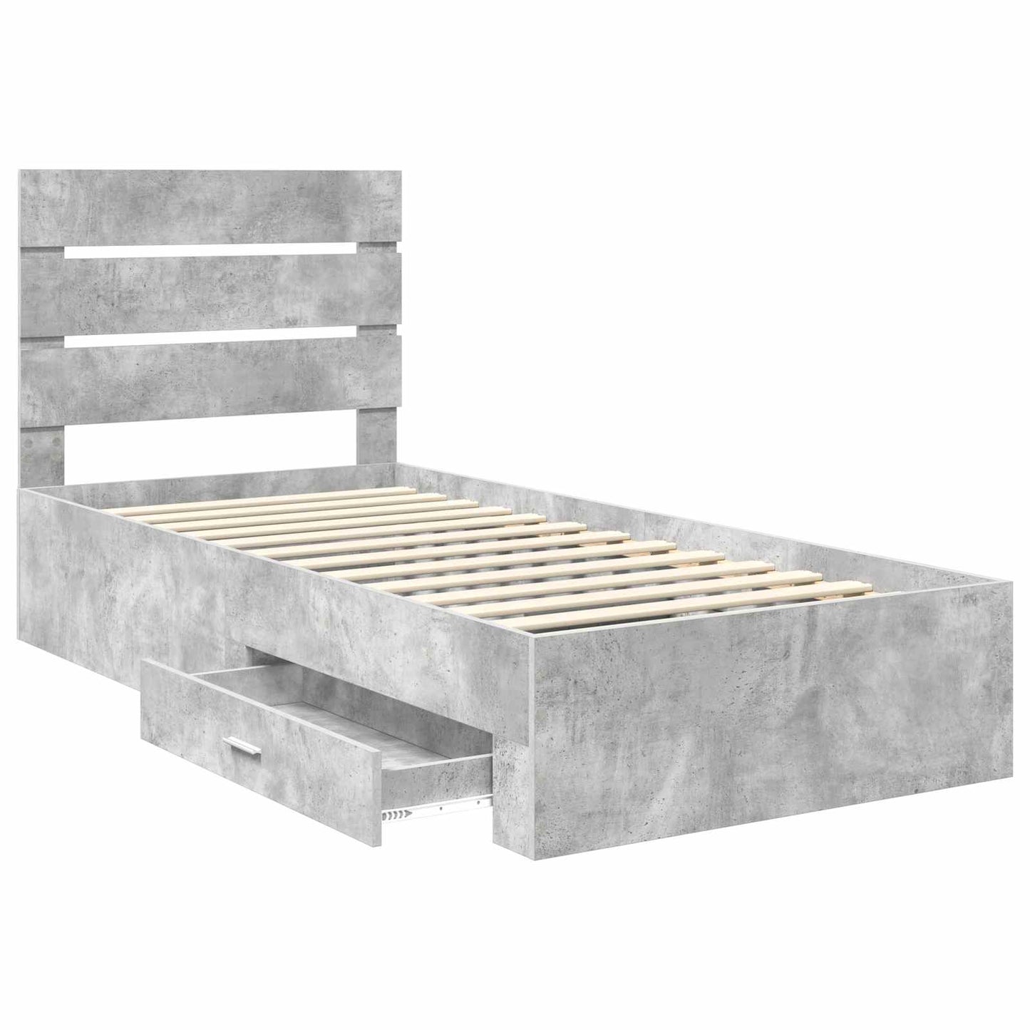 Bed Frame with Drawer Concrete Grey 90 x 190 cm Engineered Wood