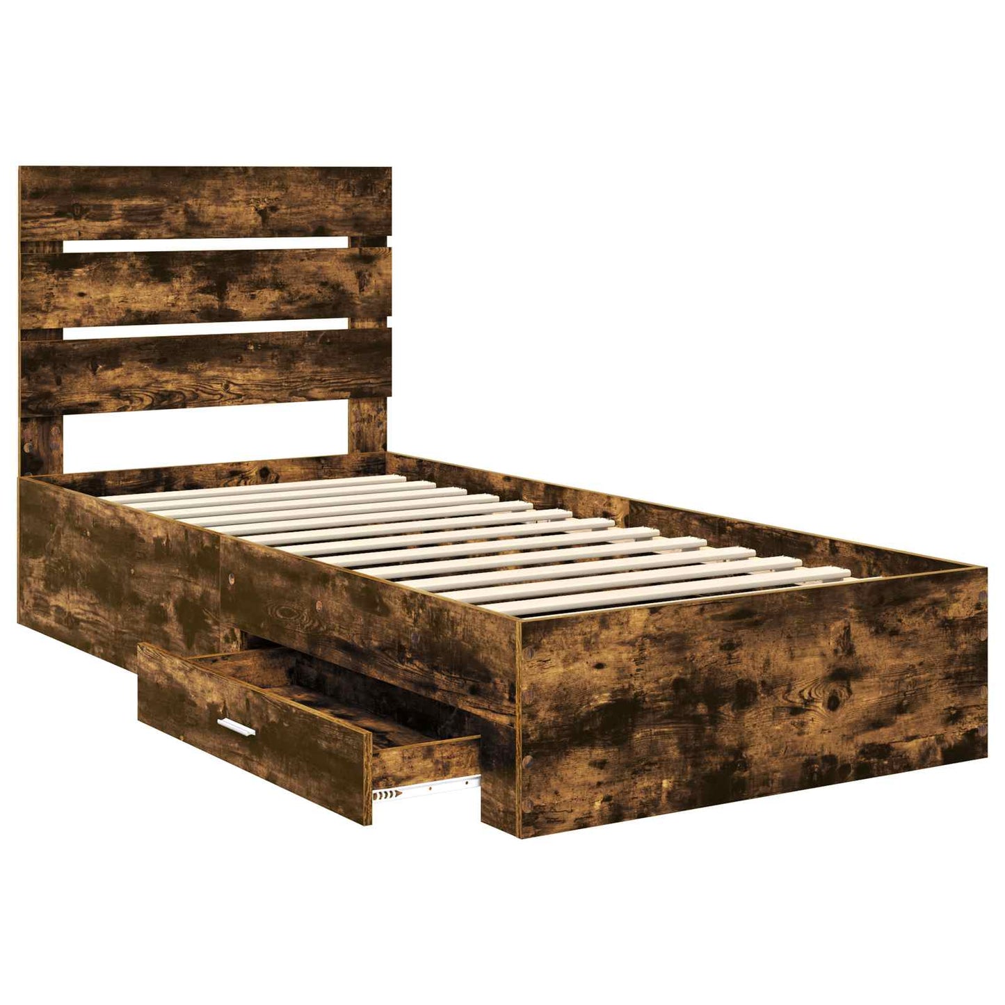 Bed Frame with Drawer Smoked Oak 90 x 190 cm Engineered Wood