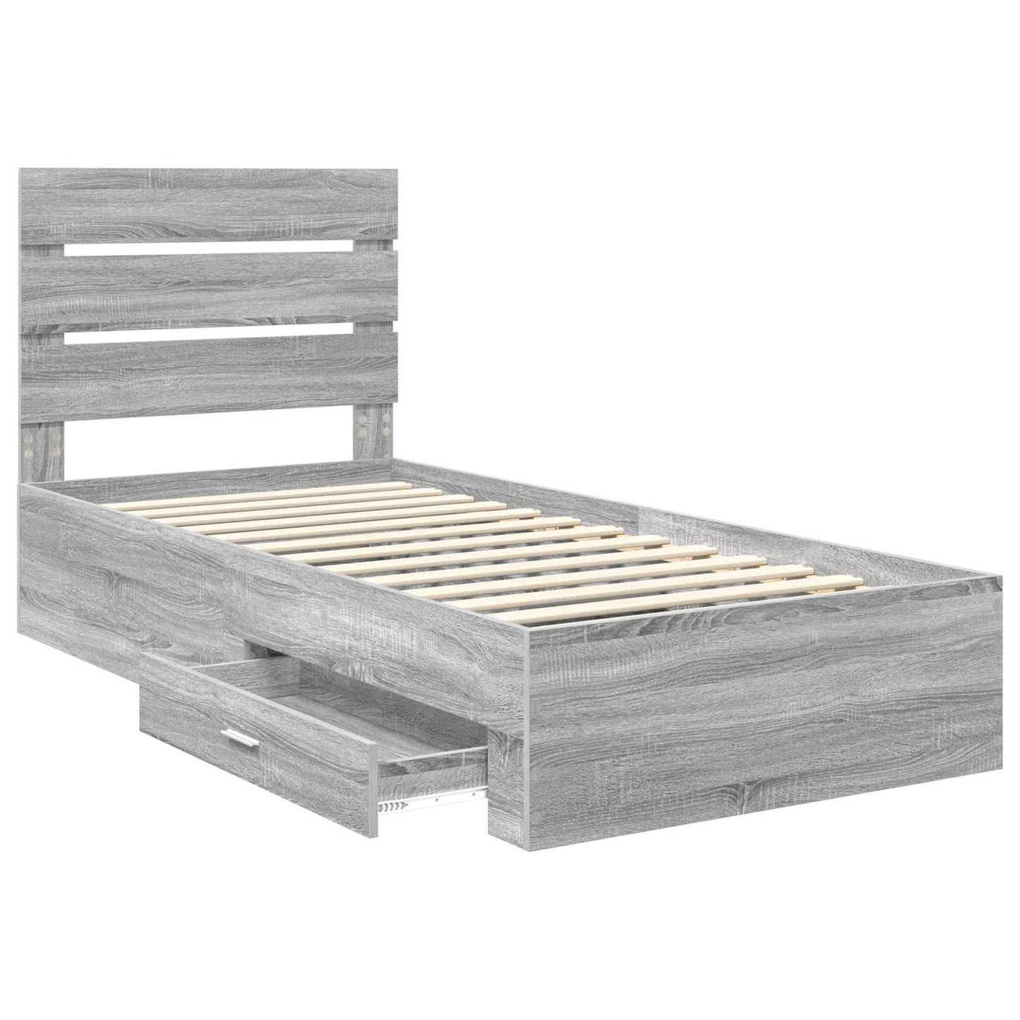 Bed Frame with Drawer Grey Sonoma 90 x 190 cm Engineered Wood