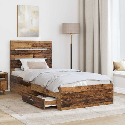 Bed Frame with Drawer Old Wood 90 x 190 cm Engineered Wood