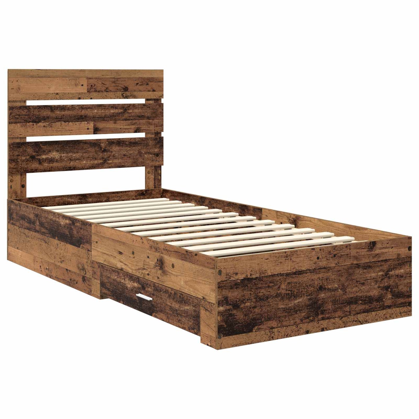 Bed Frame with Drawer Old Wood 90 x 190 cm Engineered Wood