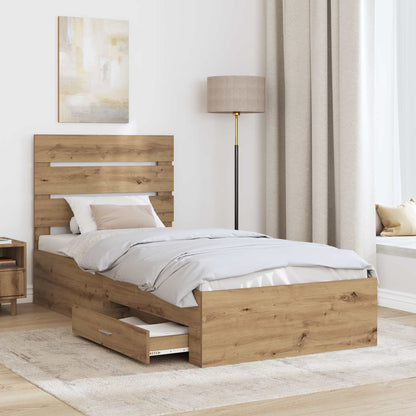 Bed Frame with Drawer Artisan Oak 90 x 190 cm Engineered Wood