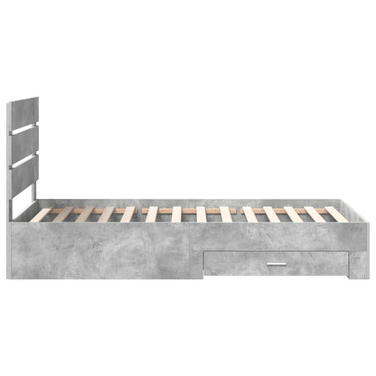 Bed Frame Concrete Grey and Silver 70 x 190 cm Engineered Wood