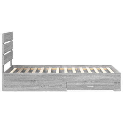 Bed Frame Grey Sonoma and Silver 75 x 190 cm Engineered Wood
