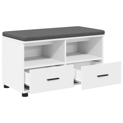 Hall Bench White 80 x 38 x 46 cm Engineered Wood and Fabric