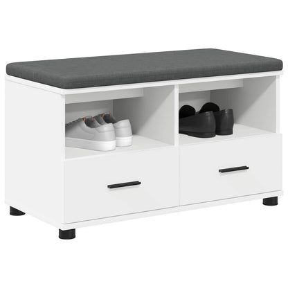Hall Bench White 80 x 38 x 46 cm Engineered Wood and Fabric