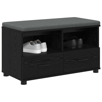 Hall Bench Black Oak 80 x 38 x 46 cm Engineered Wood and Fabric