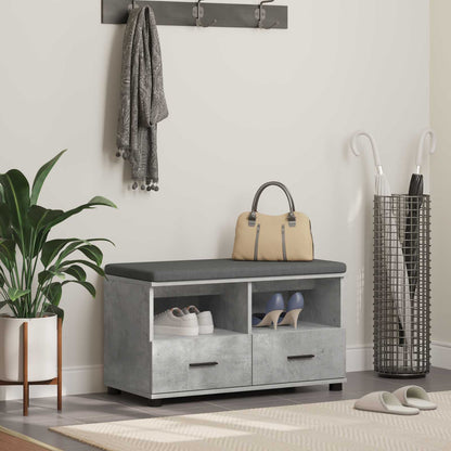 Hall Bench with Cushion Concrete Grey 80 x 38 x 46 cm