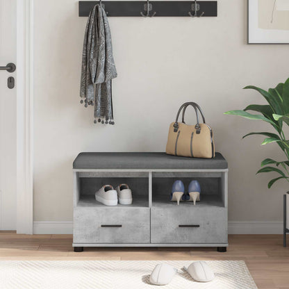 Hall Bench with Cushion Concrete Grey 80 x 38 x 46 cm