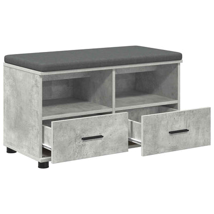Hall Bench with Cushion Concrete Grey 80 x 38 x 46 cm