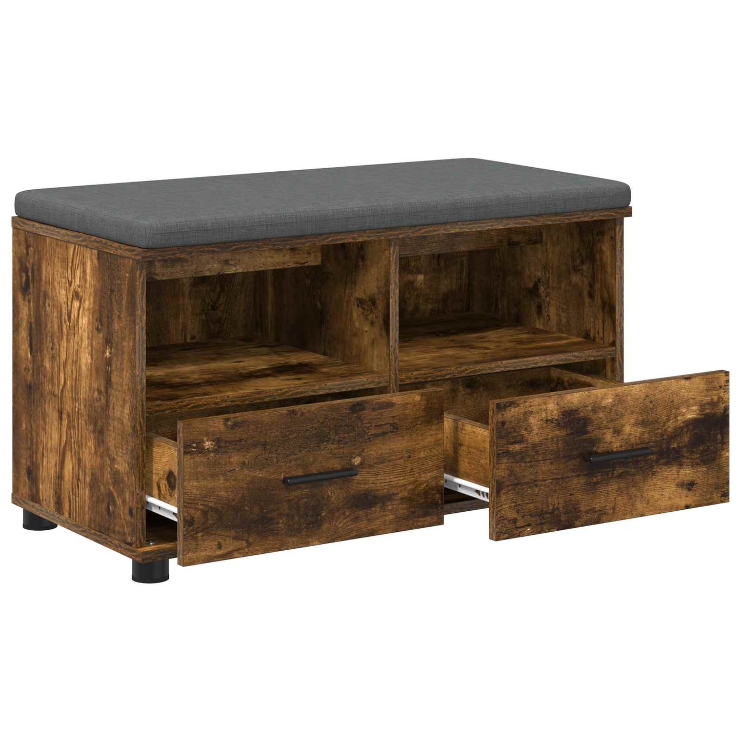 Hall Bench with Cushion with Drawer Smoked Oak 80 x 38 x 46 cm
