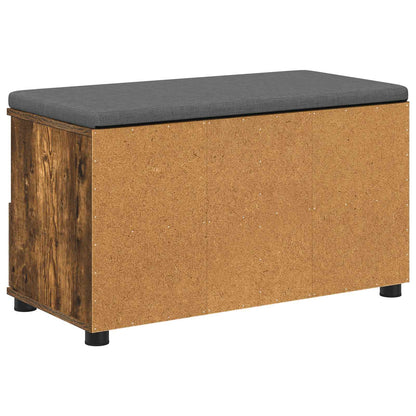Hall Bench with Cushion with Drawer Smoked Oak 80 x 38 x 46 cm