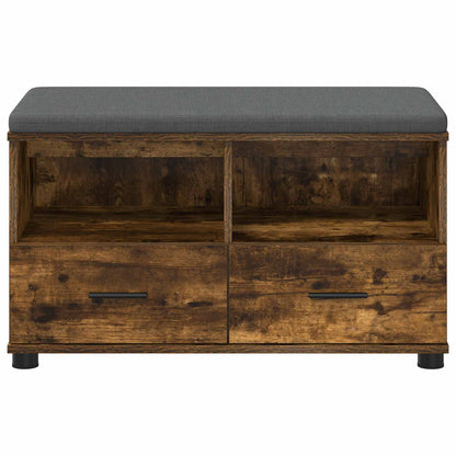 Hall Bench with Cushion with Drawer Smoked Oak 80 x 38 x 46 cm