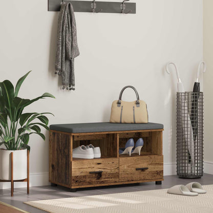 Hall Bench Old Wood 80 x 38 x 46 cm Engineered Wood and Fabric