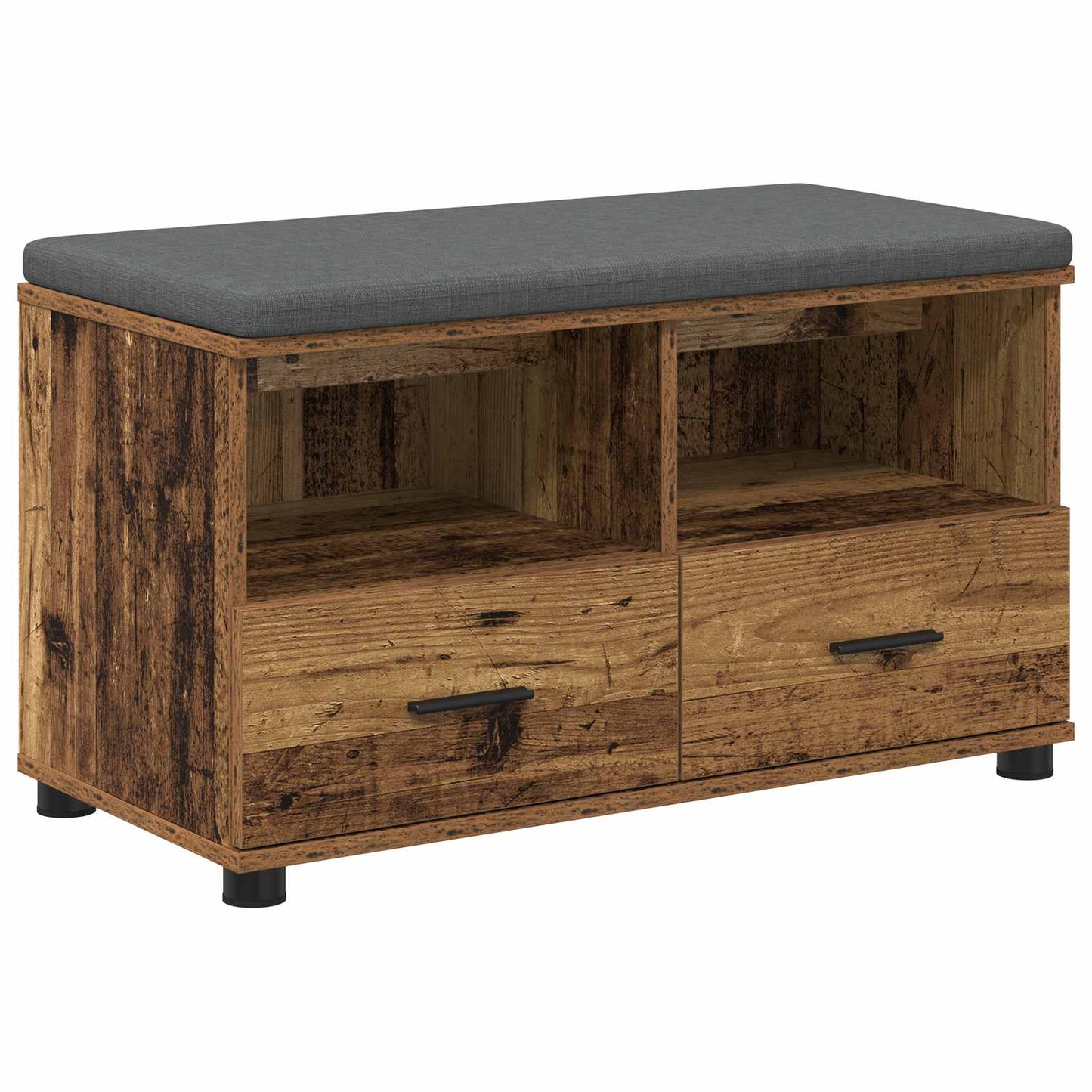 Hall Bench Old Wood 80 x 38 x 46 cm Engineered Wood and Fabric
