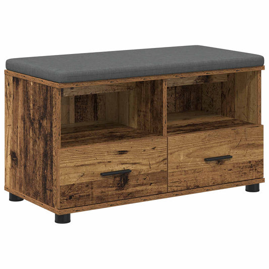 Hall Bench Old Wood 80 x 38 x 46 cm Engineered Wood and Fabric