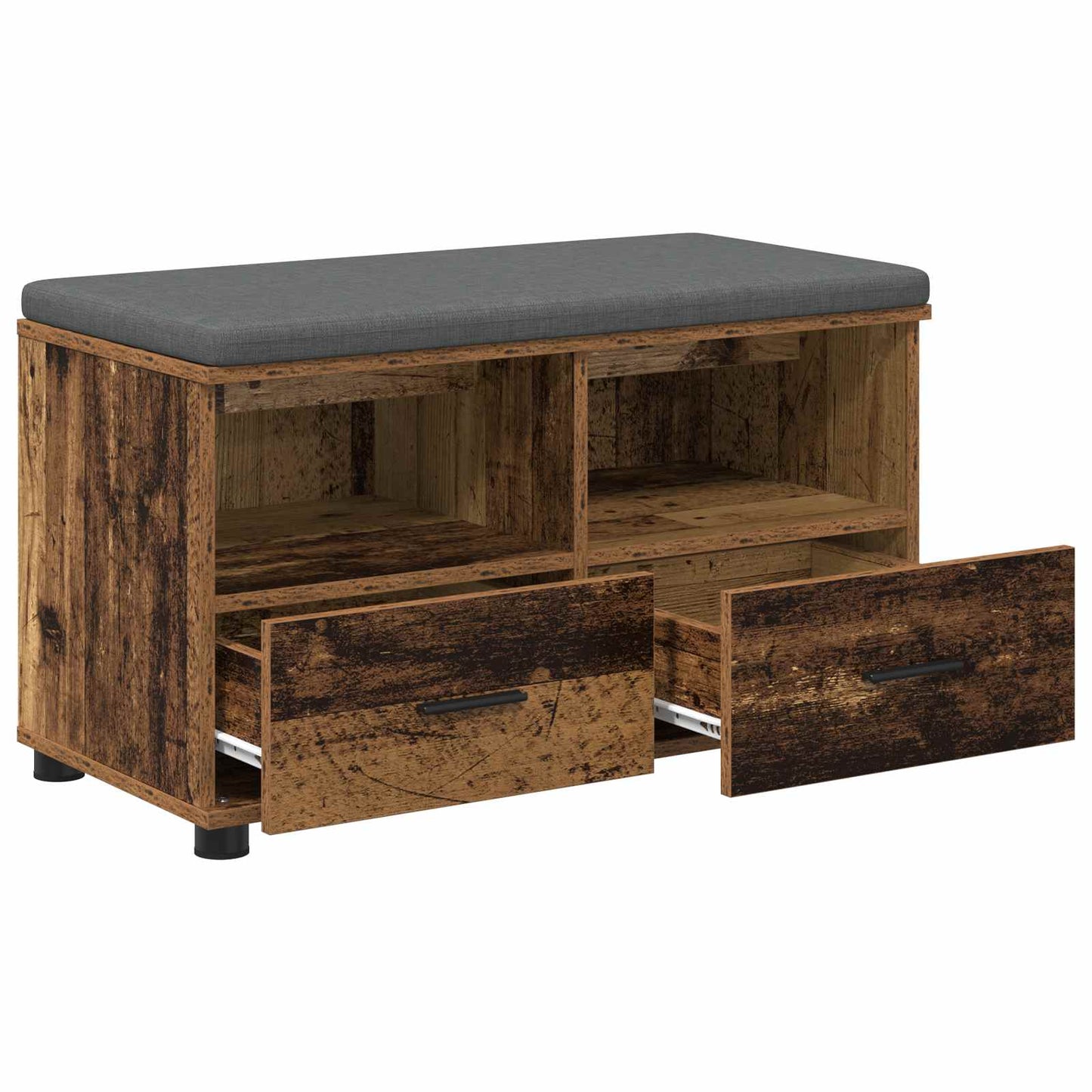 Hall Bench Old Wood 80 x 38 x 46 cm Engineered Wood and Fabric