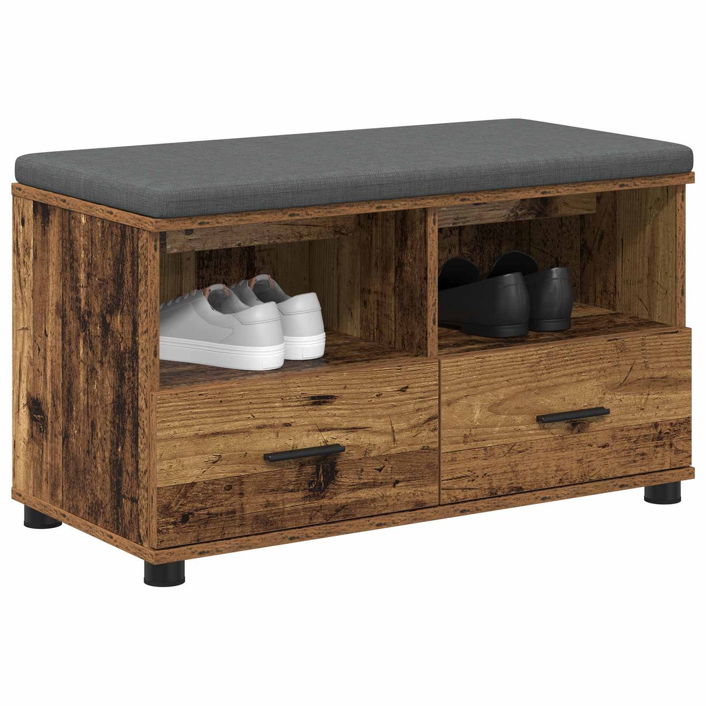 Hall Bench Old Wood 80 x 38 x 46 cm Engineered Wood and Fabric