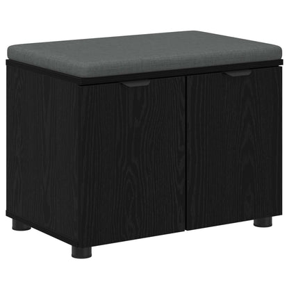 Hall Bench Black Oak 60 x 38 x 46 cm Engineered Wood and Fabric